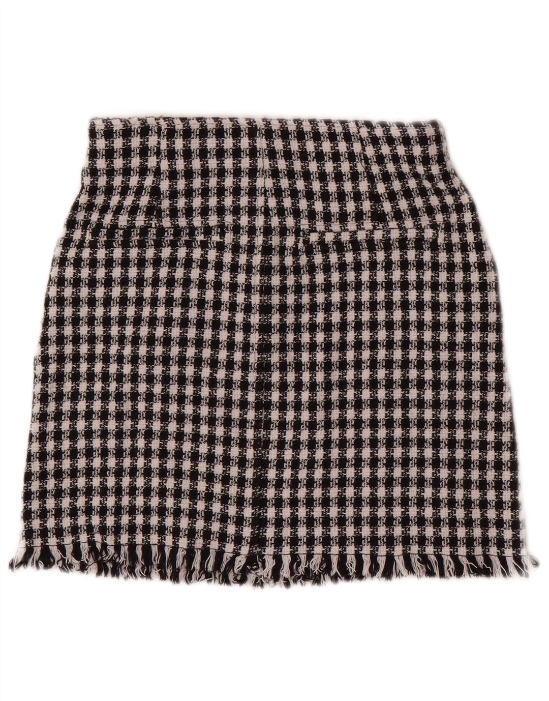 Zara Mini-nederdel til kvinder XS W24 Sort Houndstooth Bomuld