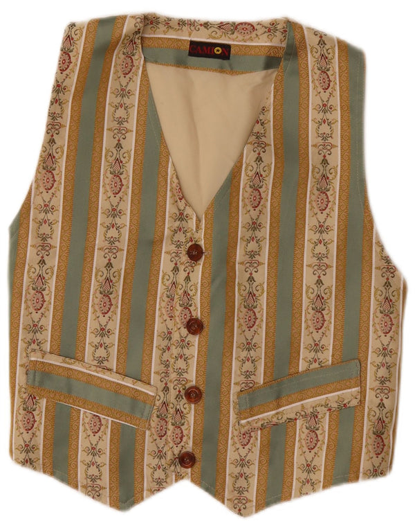 VINTAGE Damevest UK 10 Small Beige Fair Isle Cotton