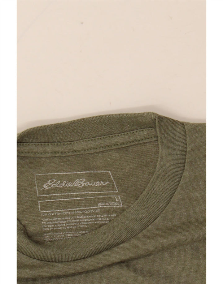 EDDIE BAUER Herre grafisk T-shirt Top Stor Khaki Bomuld