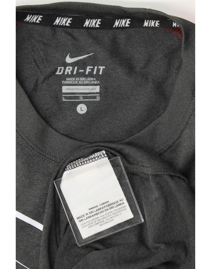 NIKE Boys Dri Fit Graphic Top Long Sleeve 13-14 Years Large  Grey Vintage Nike and Second-Hand Nike from Messina Hembry 