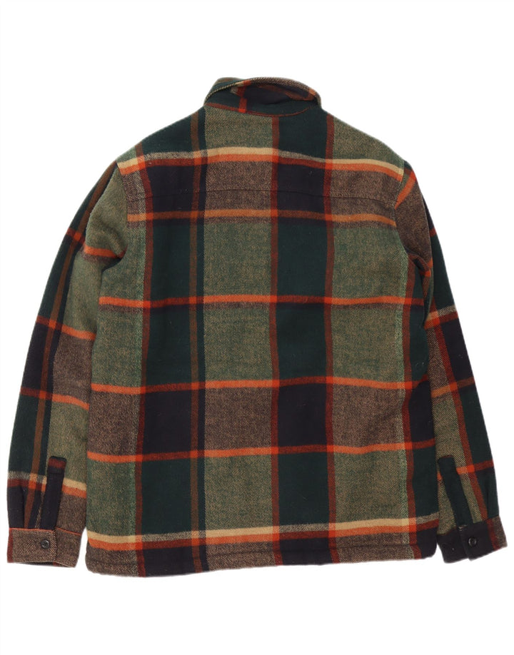 ZARA Herre Relaxed Fit Lumberjack Flanell Shirt Stor grøn ternet polyester