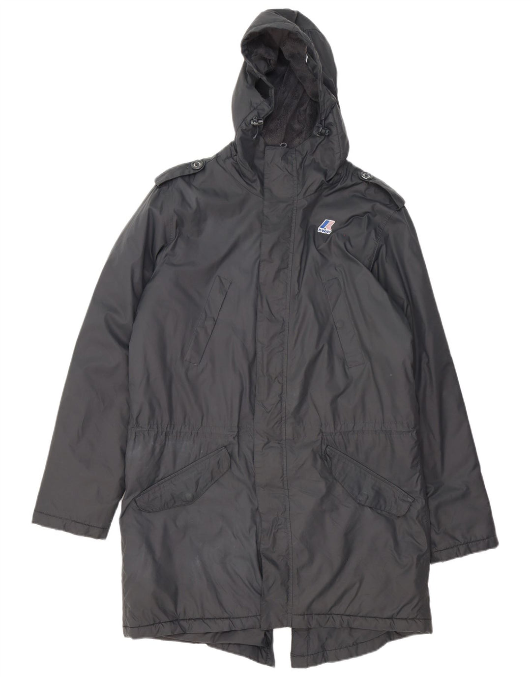 K-Way Herre Military Hooded Parka Jacket UK 40 Large Grey
