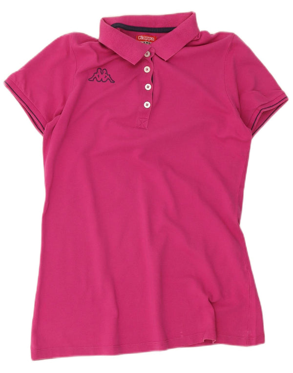 Kappa Dame grafisk polo shirt UK 14 Large Pink Bomuld