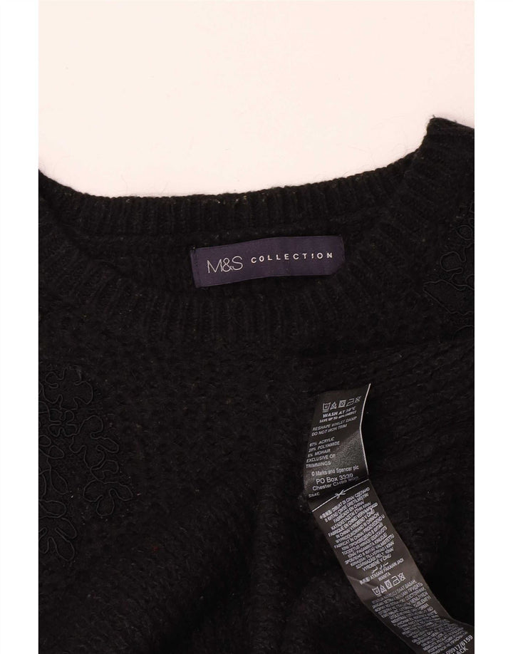 Marks & Spencer Dame Boat Neck Jumper Sweater UK 12 Medium Black Floral