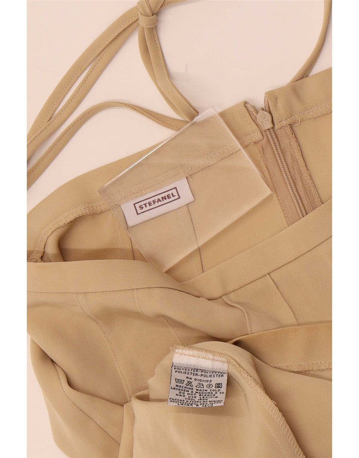 Stefanel Dame Midi Nederdel IT 40 Small W26 Beige Polyester