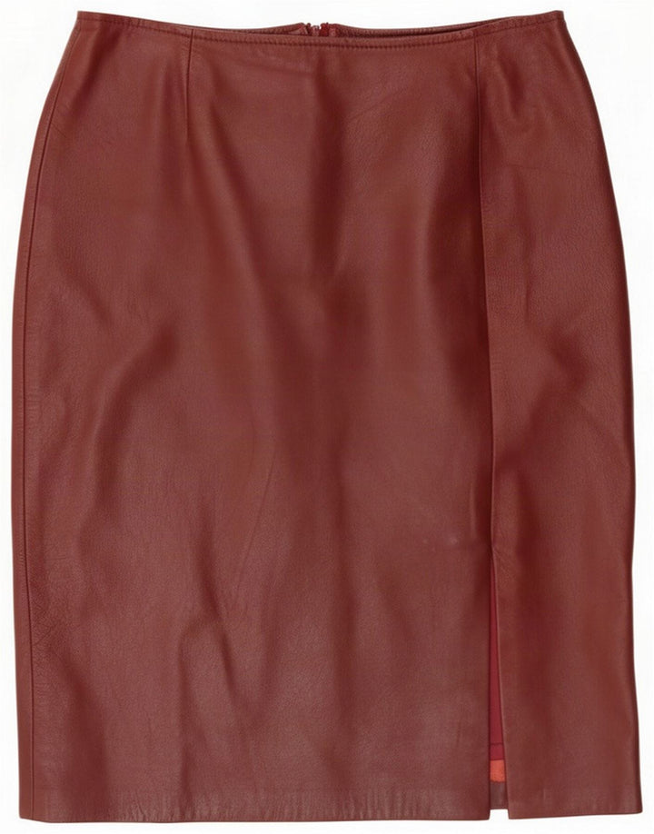 Vintage lædernederdel til kvinder Medium W30 Burgundy