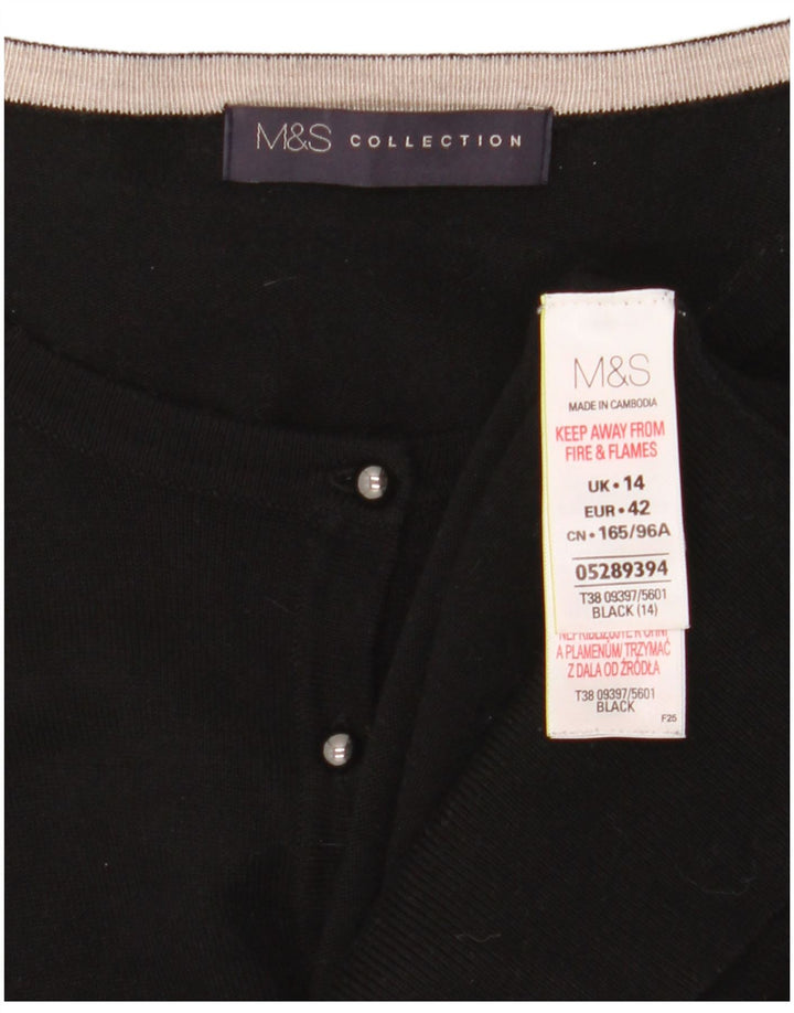 Marks & Spencer Dame Cardigan Sweater UK 14 Medium Black Viscose