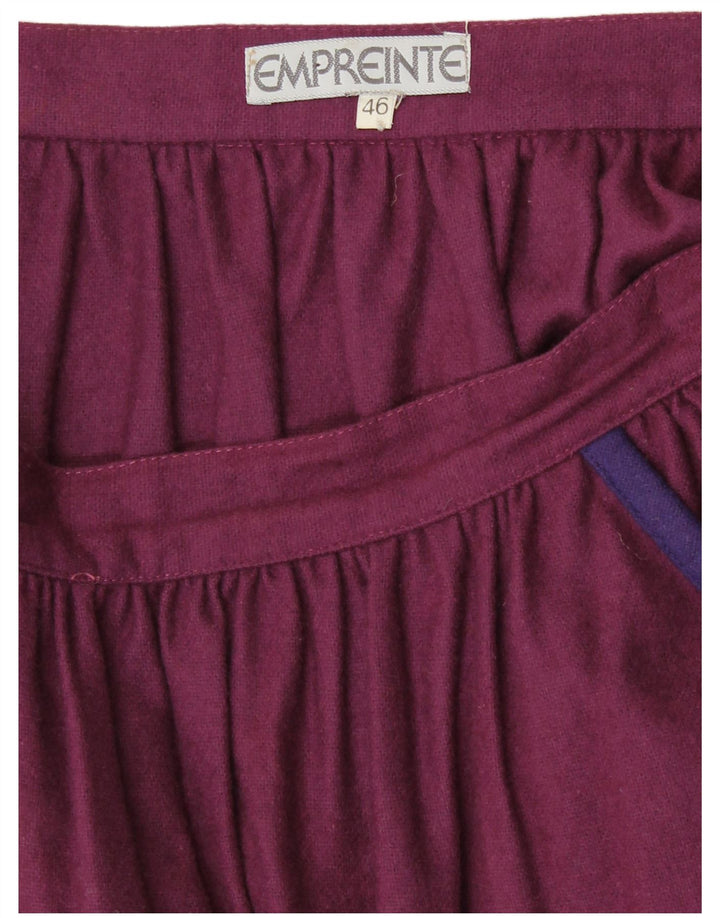 VINTAGE A-line nederdel til kvinder IT 46 Large W30 Burgundy Colourblock