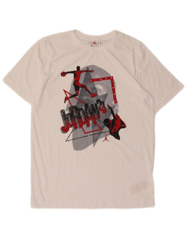 Jordan Boys Grafisk T-Shirt Top 13-14 år XL Hvid Bomuld
