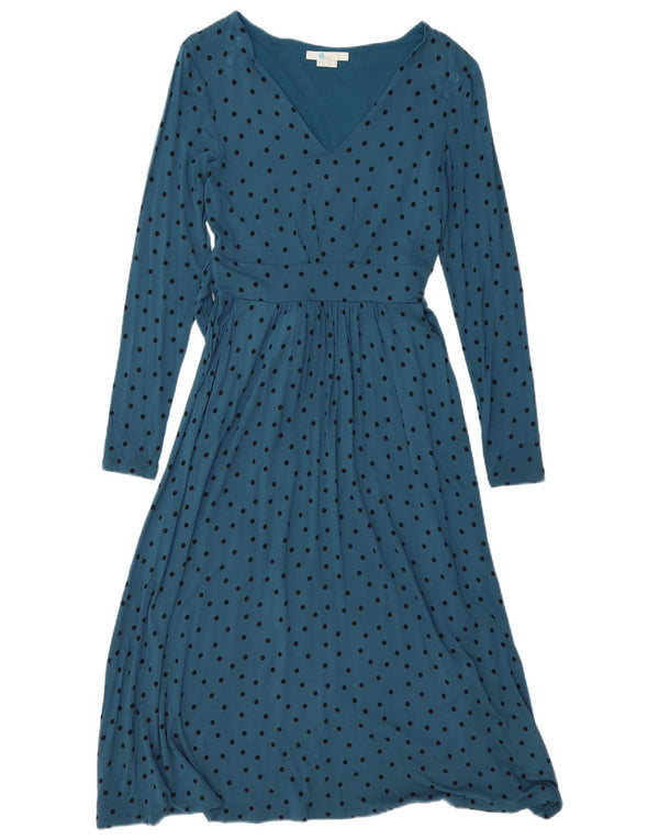 BODEN Langærmet maxikjole til kvinder UK 8 Small Blue Polka Dot Viscose