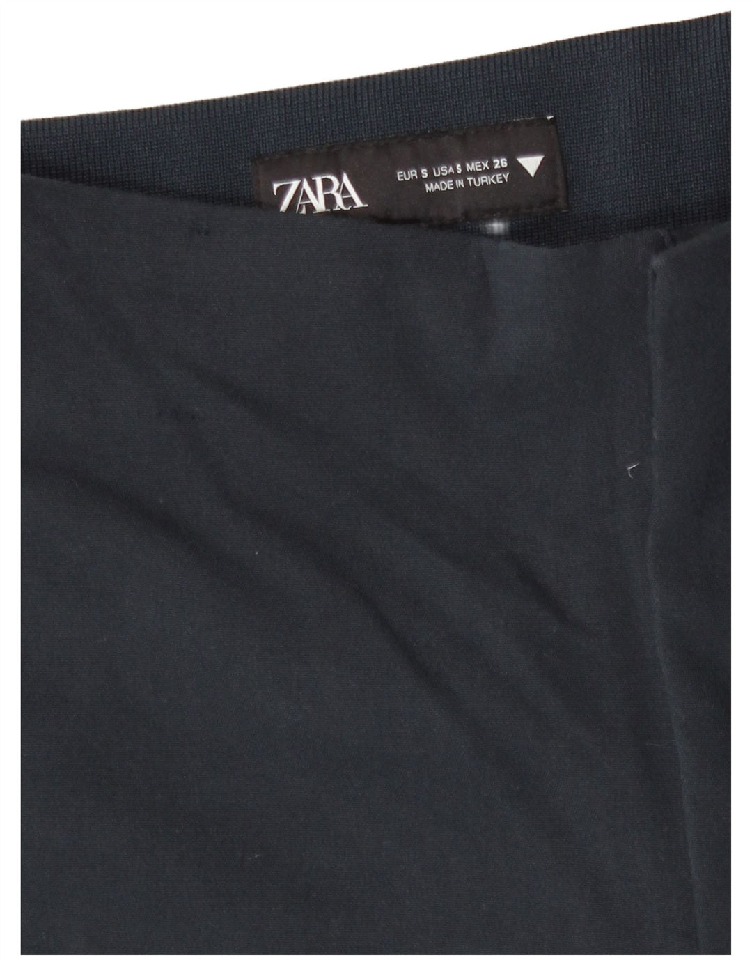 Zara Dame Capri Bukser Small W26 L19 Navy Blue Viscose