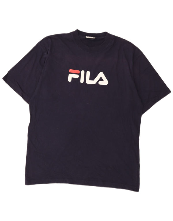Fila Herre grafisk T-shirt top XL marineblå bomuld