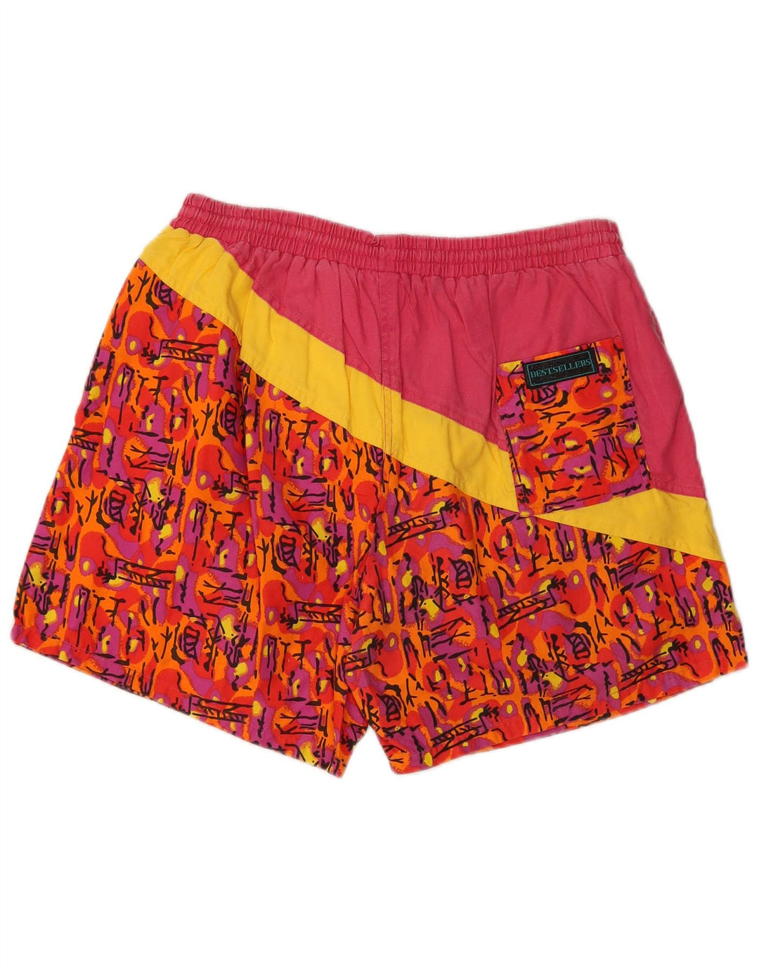 VINTAGE Badeshorts til mænd XL Pink geometrisk bomuld