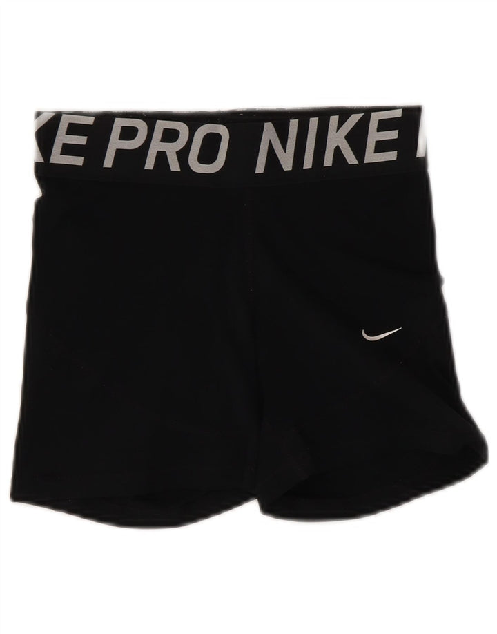 NIKE Dri Fit grafiske sportsshorts til kvinder UK 8 Small Black Polyester