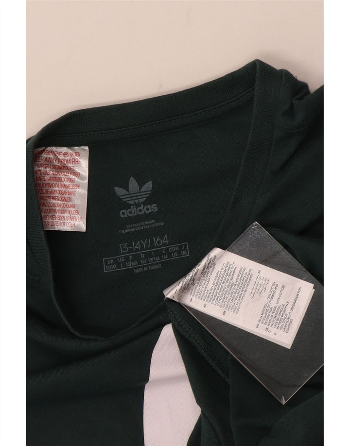 Adidas drenge grafisk t-shirt top 13-14 år grøn bomuld
