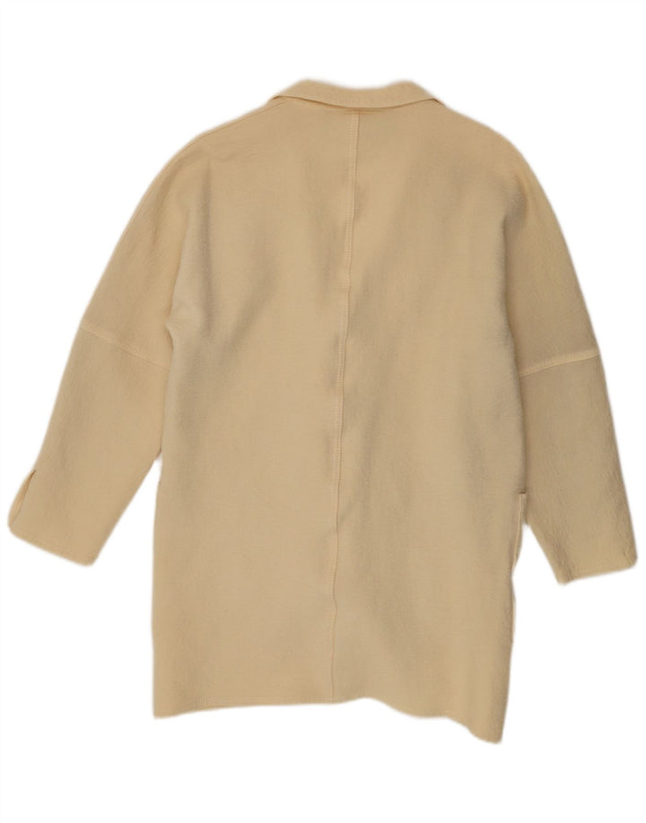 Louis Feraud Dame Dobbeltradet Frakke UK 14 Large Off White Virgin Wool