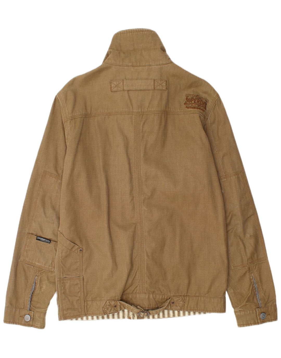 SUPERDRY Herre Utility Jacket UK 40 Stor Beige Bomuld