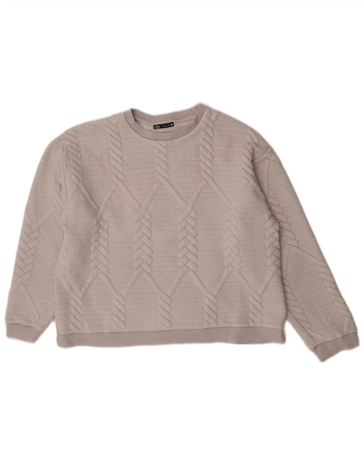 Zara Dame Sweatshirt Jumper UK 16 Large Grå Polyester