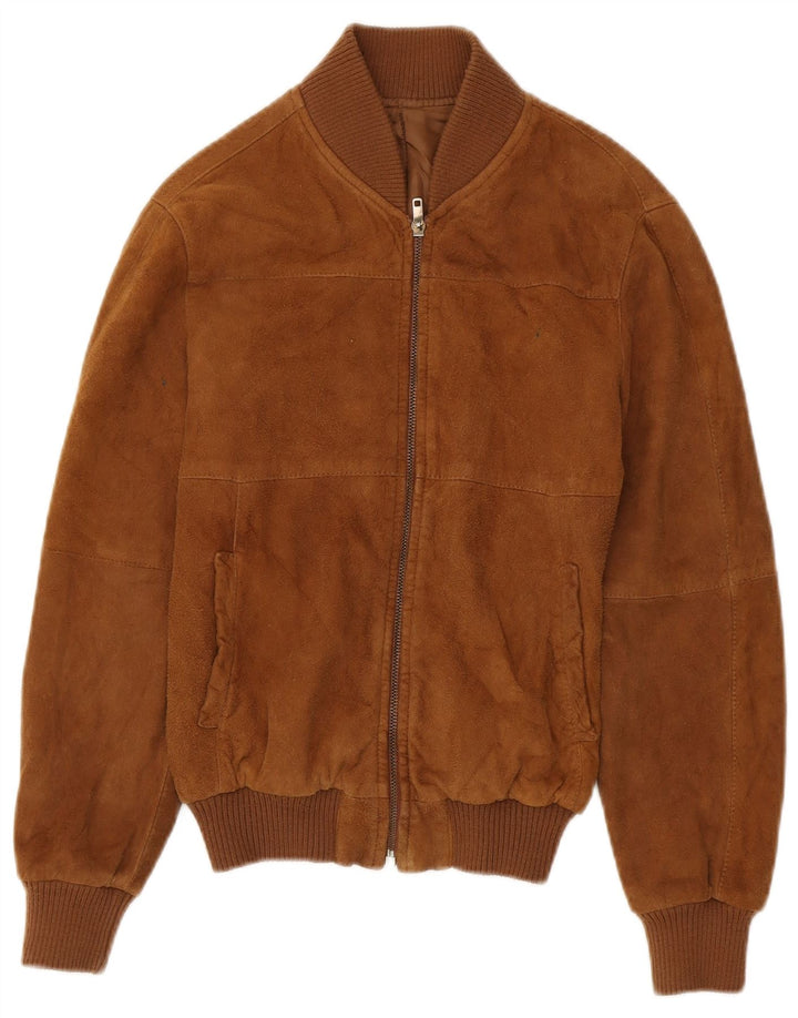 Vintage Dame Bomber Ruskindsjakke IT 40 Lille Brun