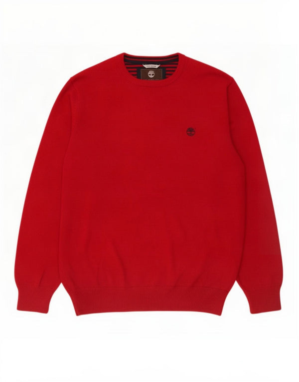 Timberland Mens Regular Fit Crew Neck Jumper Sweater Large Red Cotton