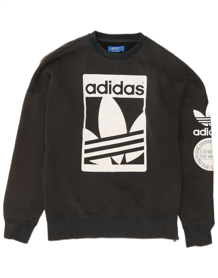 Adidas grafisk sweatshirt til mænd, lille grå bomuld