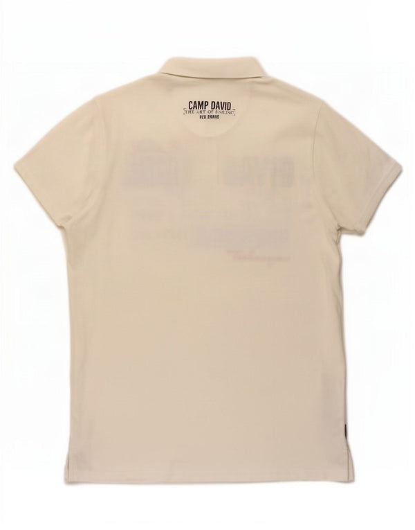 Camp David Herre grafisk poloskjorte 3XL hvid bomuld