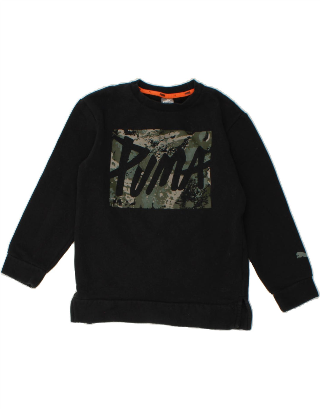 PUMA Boys Graphic Sweatshirt Jumper 9-10 Years Black Cotton Vintage Puma and Second-Hand Puma from Messina Hembry 
