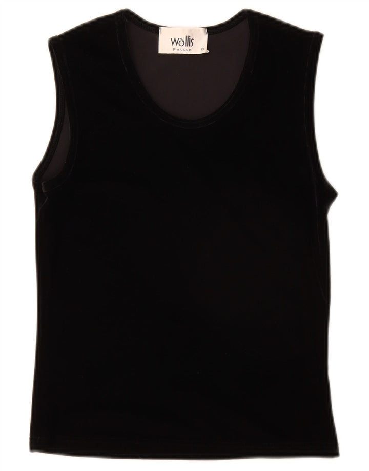 Wallis Womens Petite Velour Vest Top UK 8 Small Black Polyester