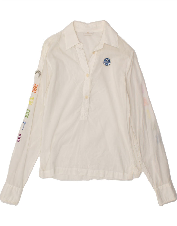 NORTH SAILS Womens Graphic Pullover Shirt UK 12 Medium White Cotton Vintage North Sails and Second-Hand North Sails from Messina Hembry 