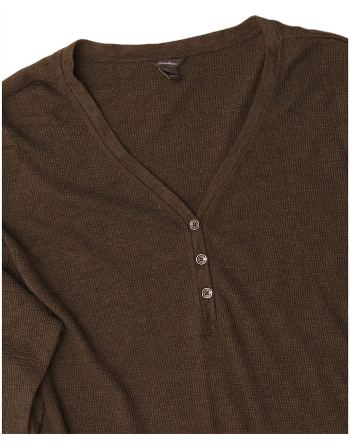 Eddie Bauer Dame Top Langærmet UK 20 2XL Khaki Bomuld
