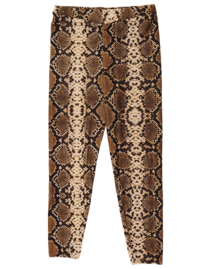 Zara Womens Leggings UK 12 Medium Brown Animal Print Polyester