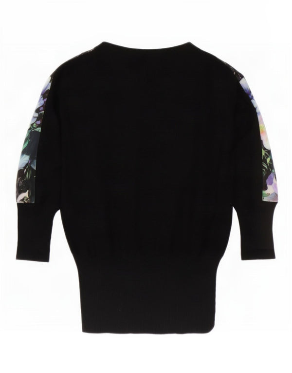 Oasis Dame Oversized Bluse Top UK 6 XS Black Floral Viscose