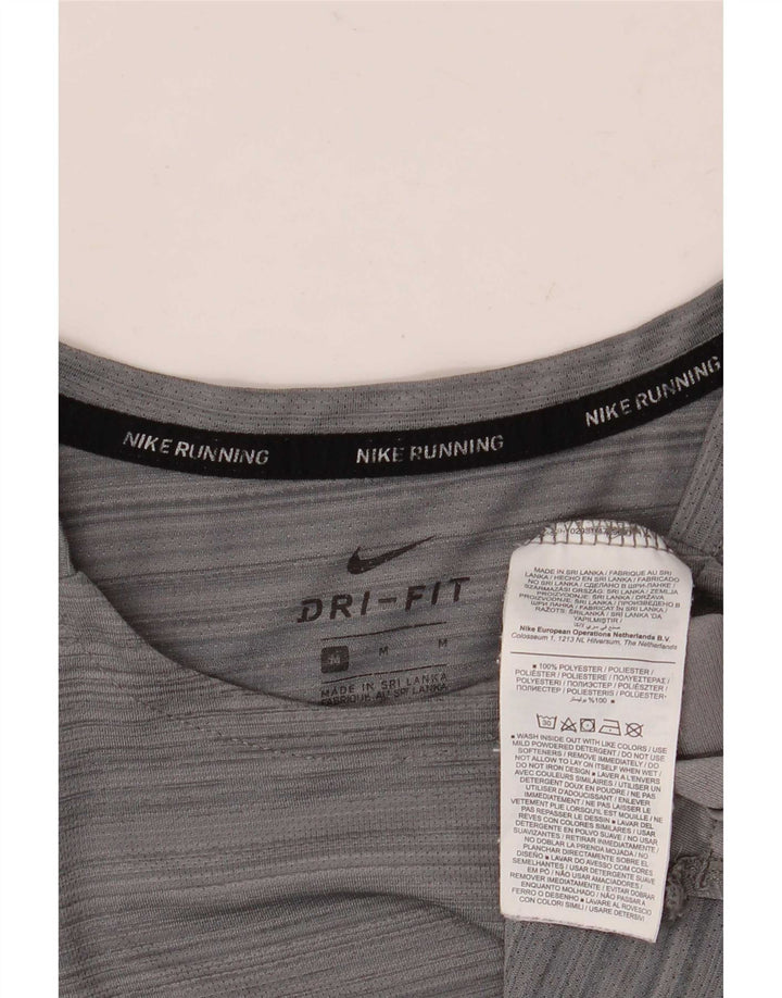 Nike herre Dri Fit T-shirt top mellemgrå stribet polyester