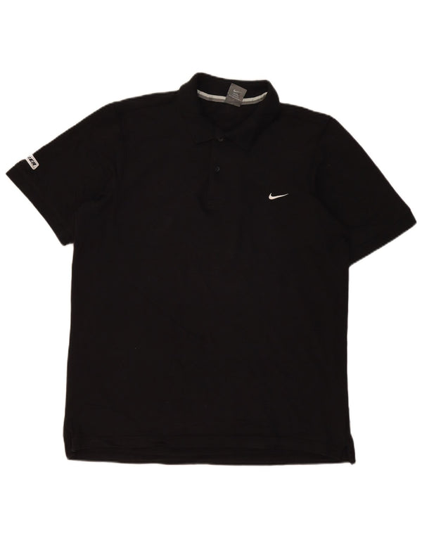 Nike grafisk poloskjorte til mænd UK 42/44 Stor sort bomuld