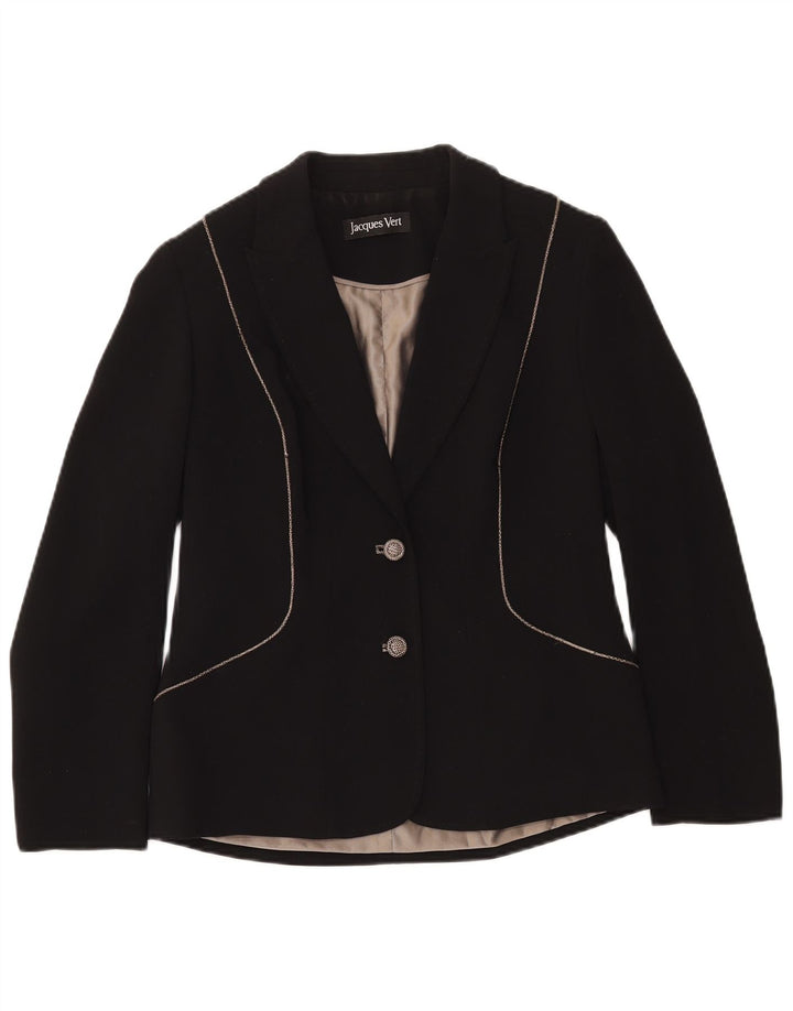 Jacques Vert Dame 2 Button Blazer Jacket UK 10 Small Black Polyester