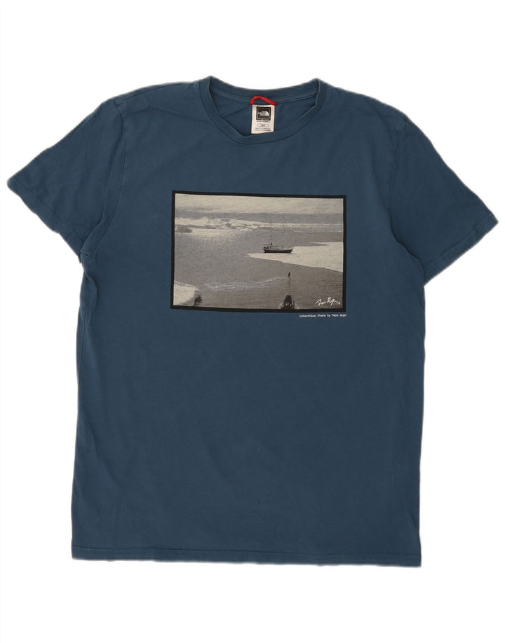 The North Face Herre grafisk T-shirt Top Medium Blue Bomuld
