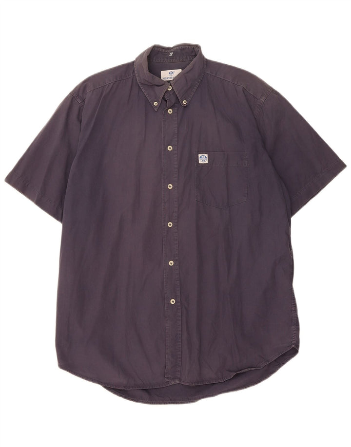 NORTH SAILS Mens Short Sleeve Shirt Large Navy Blue Cotton