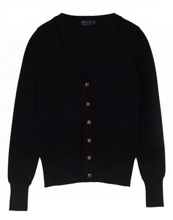 Zara Dame Cardigan Sweater UK 14 Stor Marineblå Bomuld
