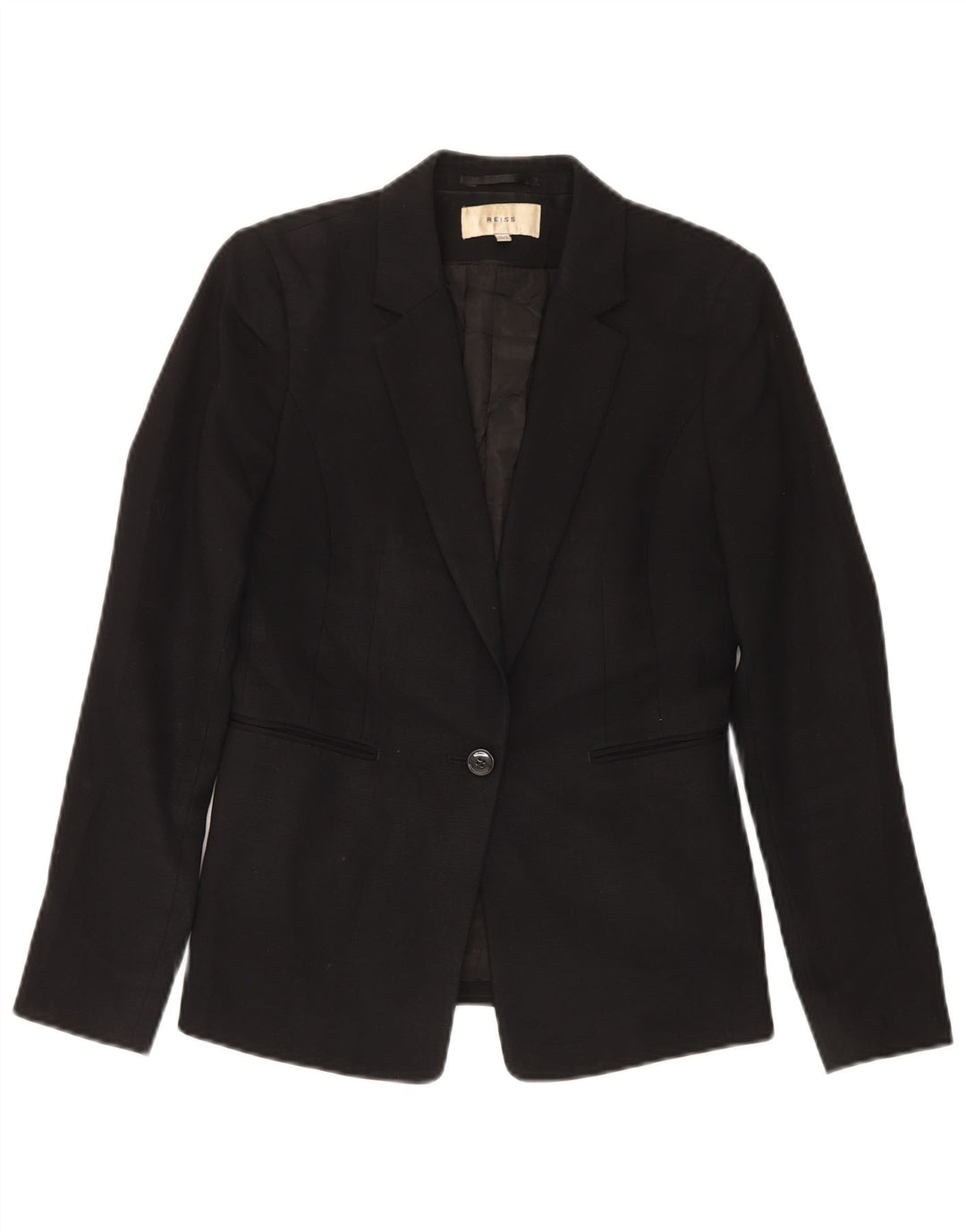 Reiss Dame 1 Knap Blazer Jacket UK 10 Small Black Wool