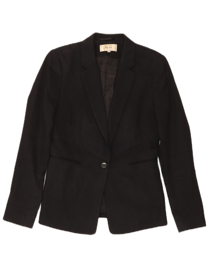 Reiss Dame 1 Knap Blazer Jacket UK 10 Small Black Wool