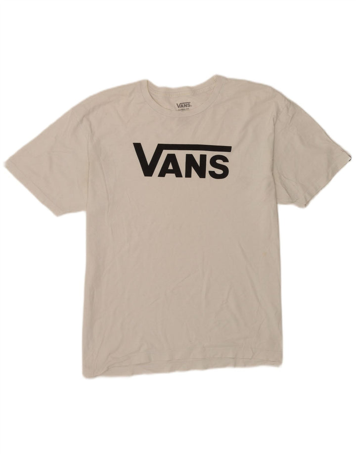 Vans Herre Classic Fit Grafisk T-Shirt Top Stor Hvid Bomuld