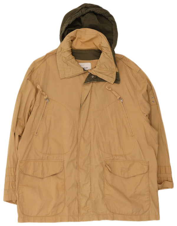 Benetton Herre Loose Fit Hooded Utility Jacket IT 48 Medium Beige Bomuld