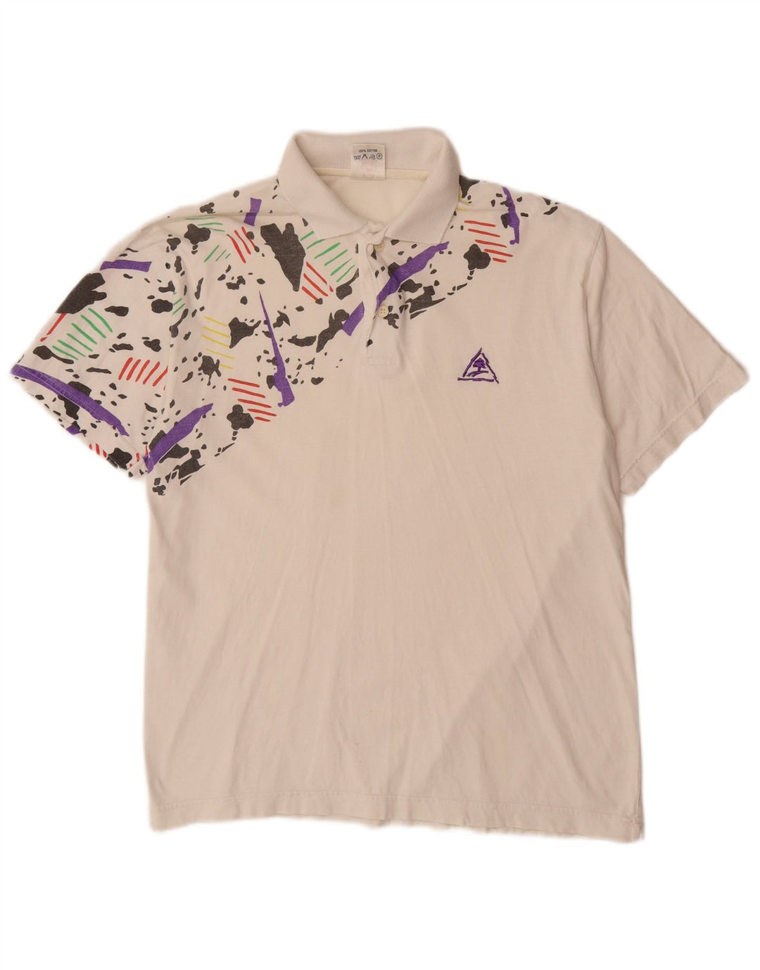 VINTAGE drenge poloshirt 15-16 år Medium hvid Camouflage Bomuld