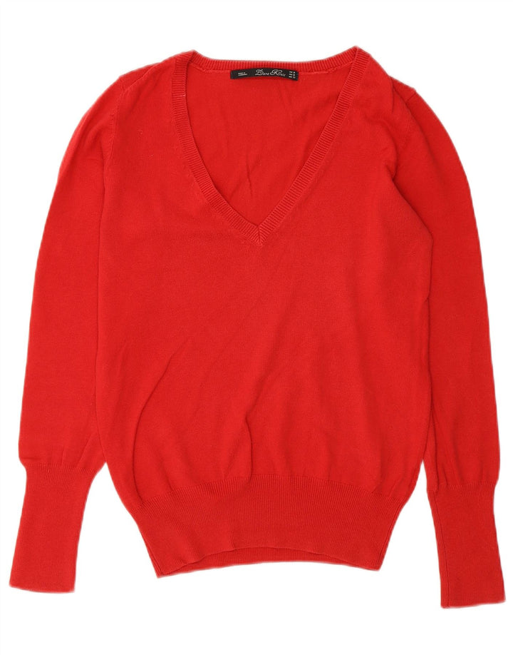Zara Dame V-hals sweater UK 12 Medium Orange
