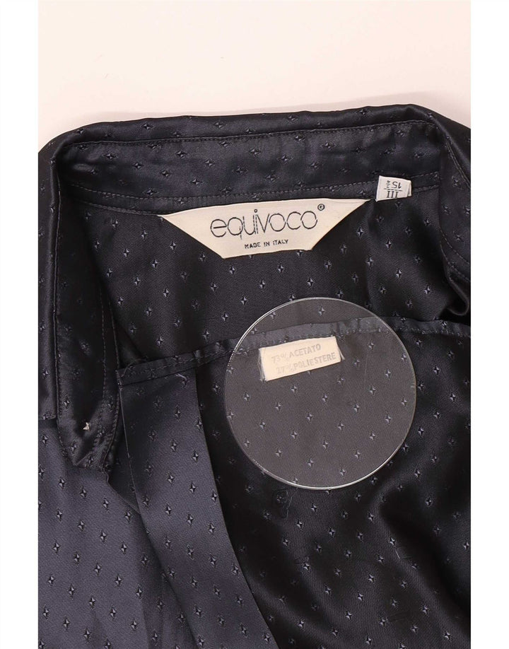 Equivoco Herreskjorte str. 15 3/4 Medium Navy Blue Spotted Acetate
