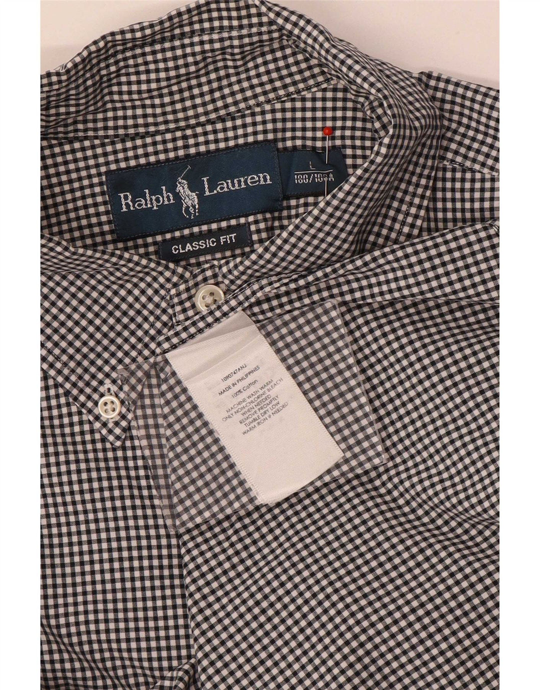 Ralph Lauren Herre Classic Fit skjorte Large Black Gingham Cotton