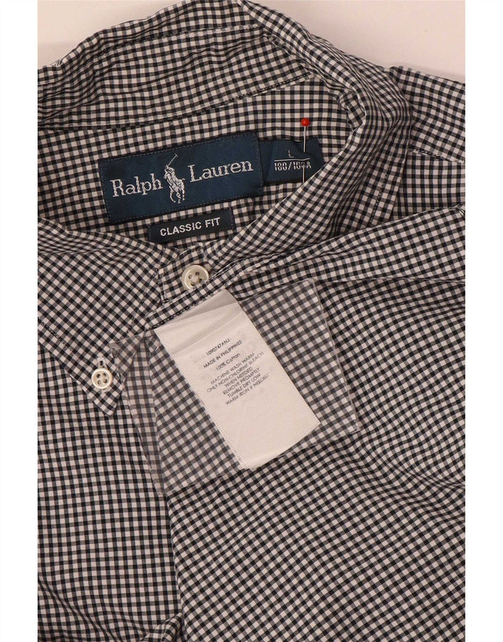 Ralph Lauren Herre Classic Fit skjorte Large Black Gingham Cotton