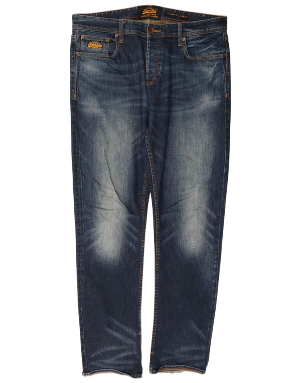 Superdry Herre Copperfill Løse jeans W36 L34 Marineblå Bomuld
