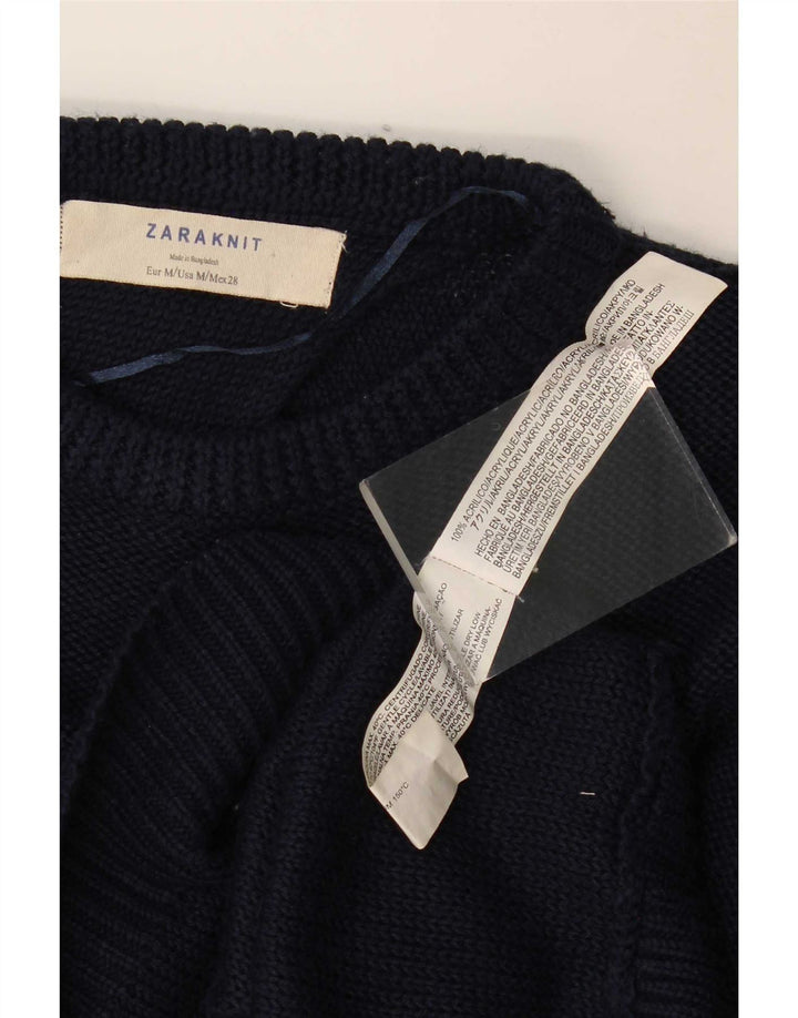 Zara Dame Oversized Boat Neck Jumper Sweater UK 14 Medium Navy Blue