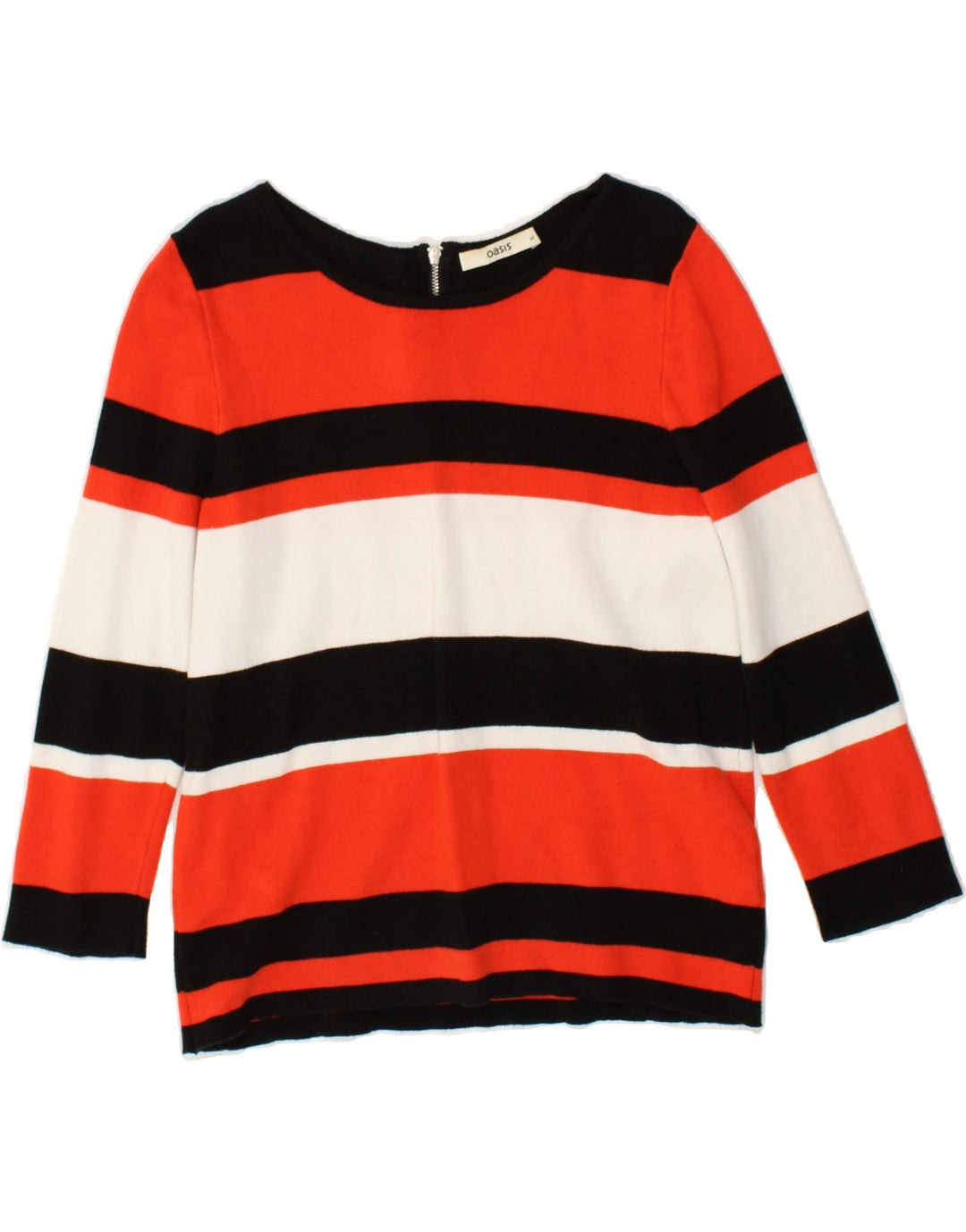 OASIS Womens Top Long Sleeve UK 12 Medium Red Striped Cotton | Vintage Oasis | Thrift | Second-Hand Oasis | Used Clothing | Messina Hembry 